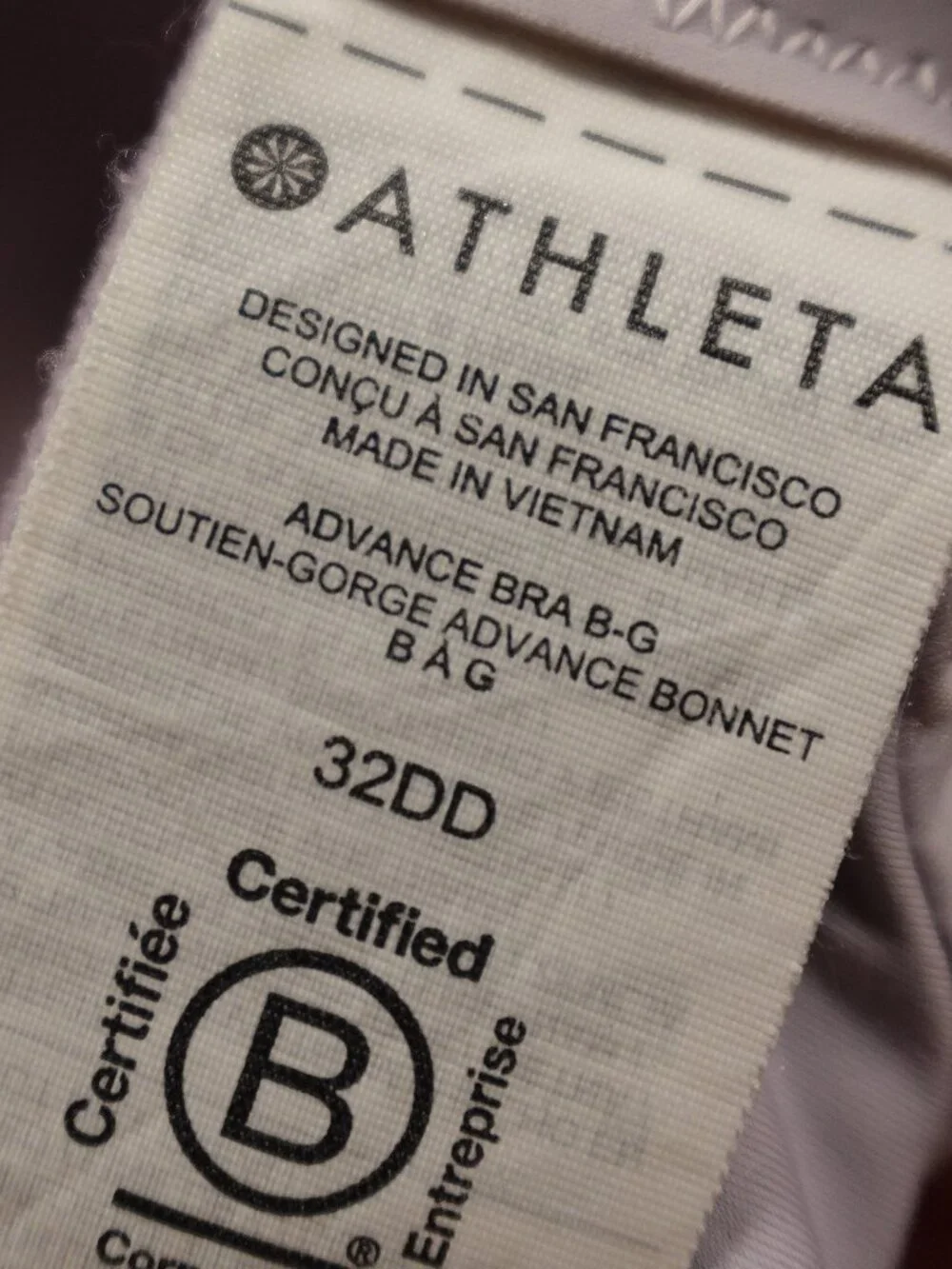 Athleta Advance Bra B-G 32DD Women's Light Purple High Impact Sports Bra